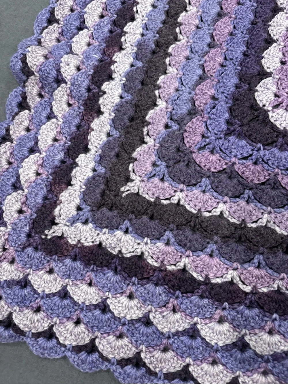 Grandma Core Handmade Crochet Throw Blanket Multi Shade of Purple